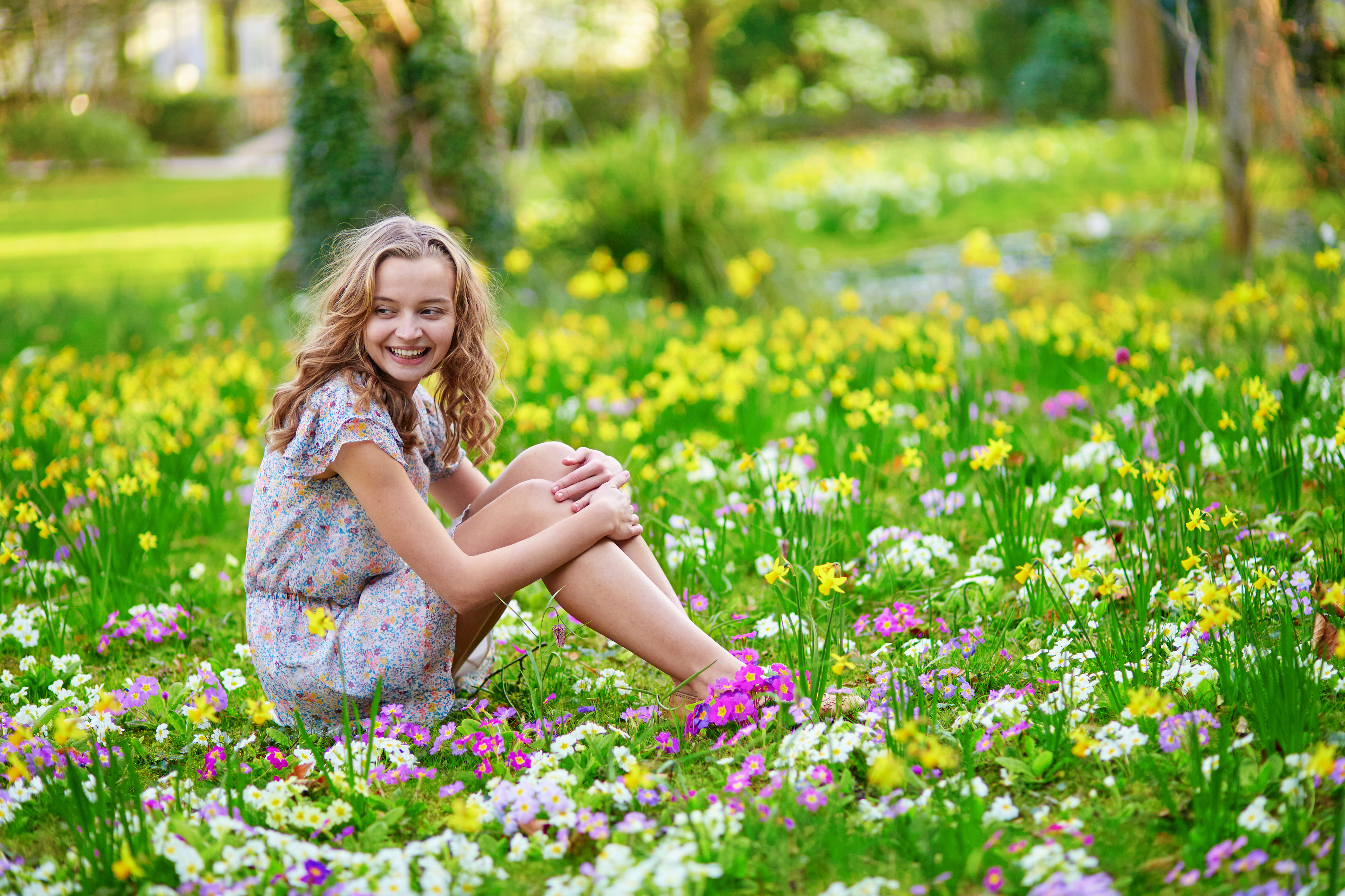 girl in flower field